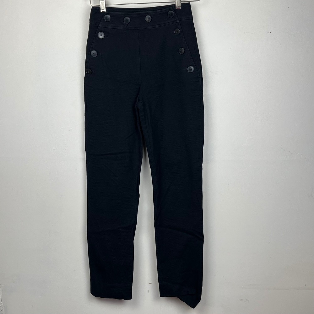 Club Monaco Sailor Button Front Trousers 2 Black Nautical Academia Office